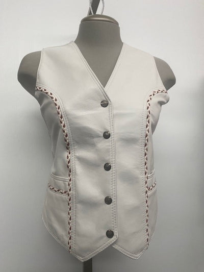 #23117 Clearance - Ladies Leather Vest w/Side Laces & Braiding Detail - 1/Small