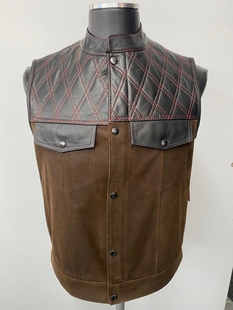 #3423 Men's Leather Vest w/Stitching Detail