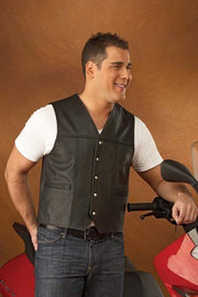 #3168 Men's Leather Vest w/Eagle Logo