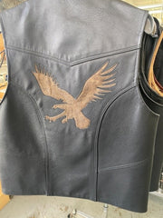 #3168 Men's Leather Vest w/Eagle Logo