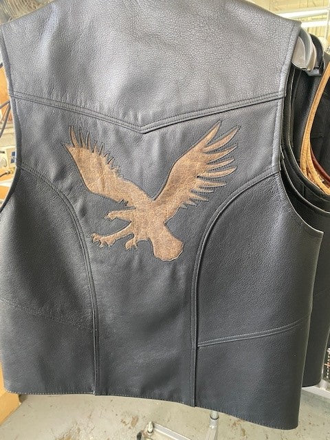 #3168 Men's Leather Vest w/Eagle Logo