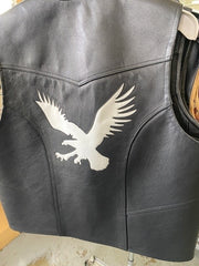 #3168 Men's Leather Vest w/Eagle Logo