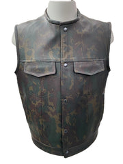 #3422 Men's Camouflage Leather Vest