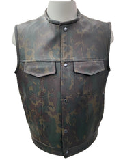 #3422 Men's Leather Camo Vest