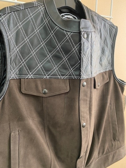 #3423 Men's Leather Vest w/Stitching Detail