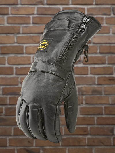 #5272T Men's Zip Front Leather Riding Glove w/Rain Mitt