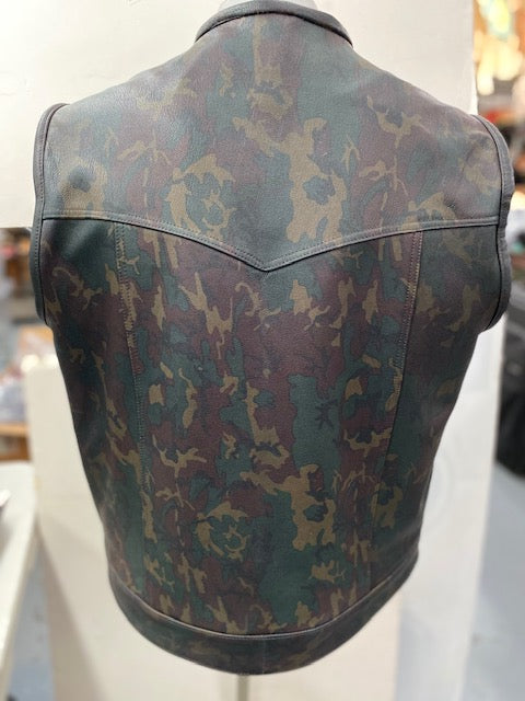 #3422 Men's Camouflage Leather Vest